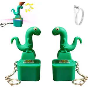 Fun Rechargeable Animal Fidget Toys Button Keychain Sound with Colorful Lights Portable Keyboard Clicker (2PCS)
