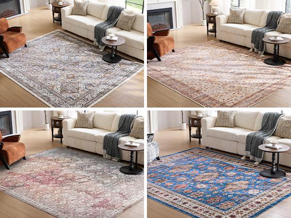 VIPfree Retro Bohemian Area Rugs 2*3FT, Non-Slip Foldable Washable Rugs for Living Room, Entryway, Bedroom, Kitchen and Corridor, Non Shedding