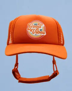 PupLid Good Vibes Design Foam Trucker Hat for Dogs - All Seasons Lightweight Breathable Fit