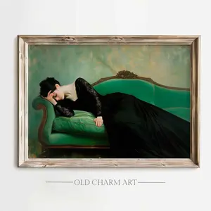 Antique Female Portrait Wall Art – Vintage Moody Woman Printable | Dark Academia Aesthetic Portrait Print | Room Decor | Unframed | 5 Sizes (8x12–27x40 inch)