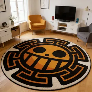 Anime Theme Carpet, Anime Secondary Logo Bedroom Bedside Rug, Dark Street Style Living Room Decor Mat, Non-Slip Durable Gaming Floor Pad