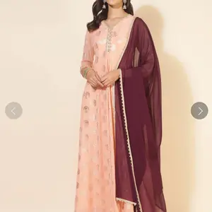 Peach Soft Georgette foil printed Anarkali kurta with Dupatta