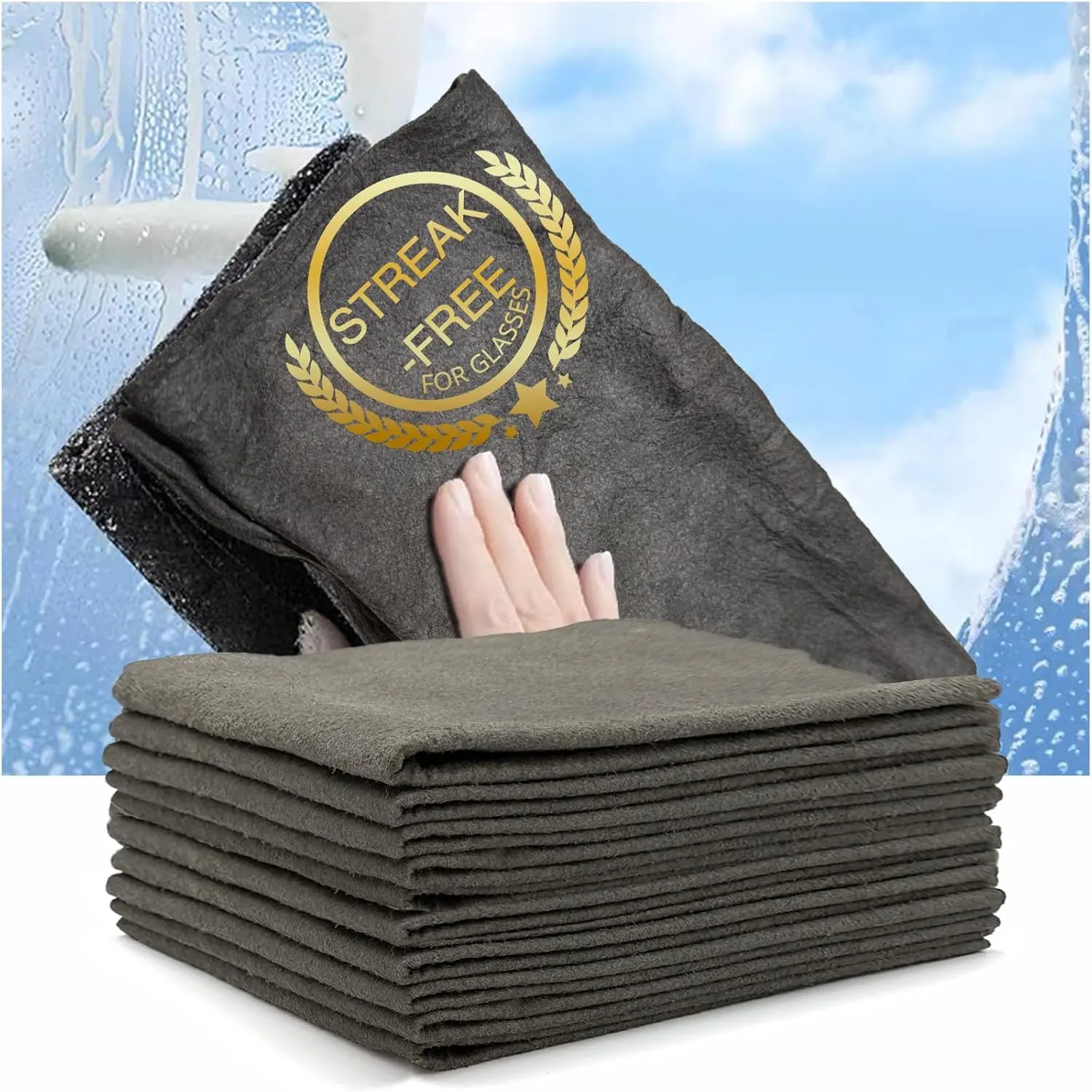 Magic Glass Cleaning Cloth 10 count - Streak Free, Ultra-Absorbent  Window Fog Remover,  Screen, and Glasses Cleaning Towel Made from Seaweed fibers 11.8"x11.8" (10, 30cm x 30cm)