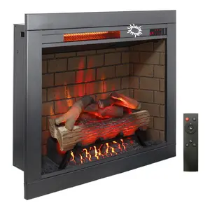 28 inch Infrared Electric Fireplace with Removable Trim kit Insert, Touch Panel Home Decor Heater, Smokeless Firebox With Fire Crackling Sound