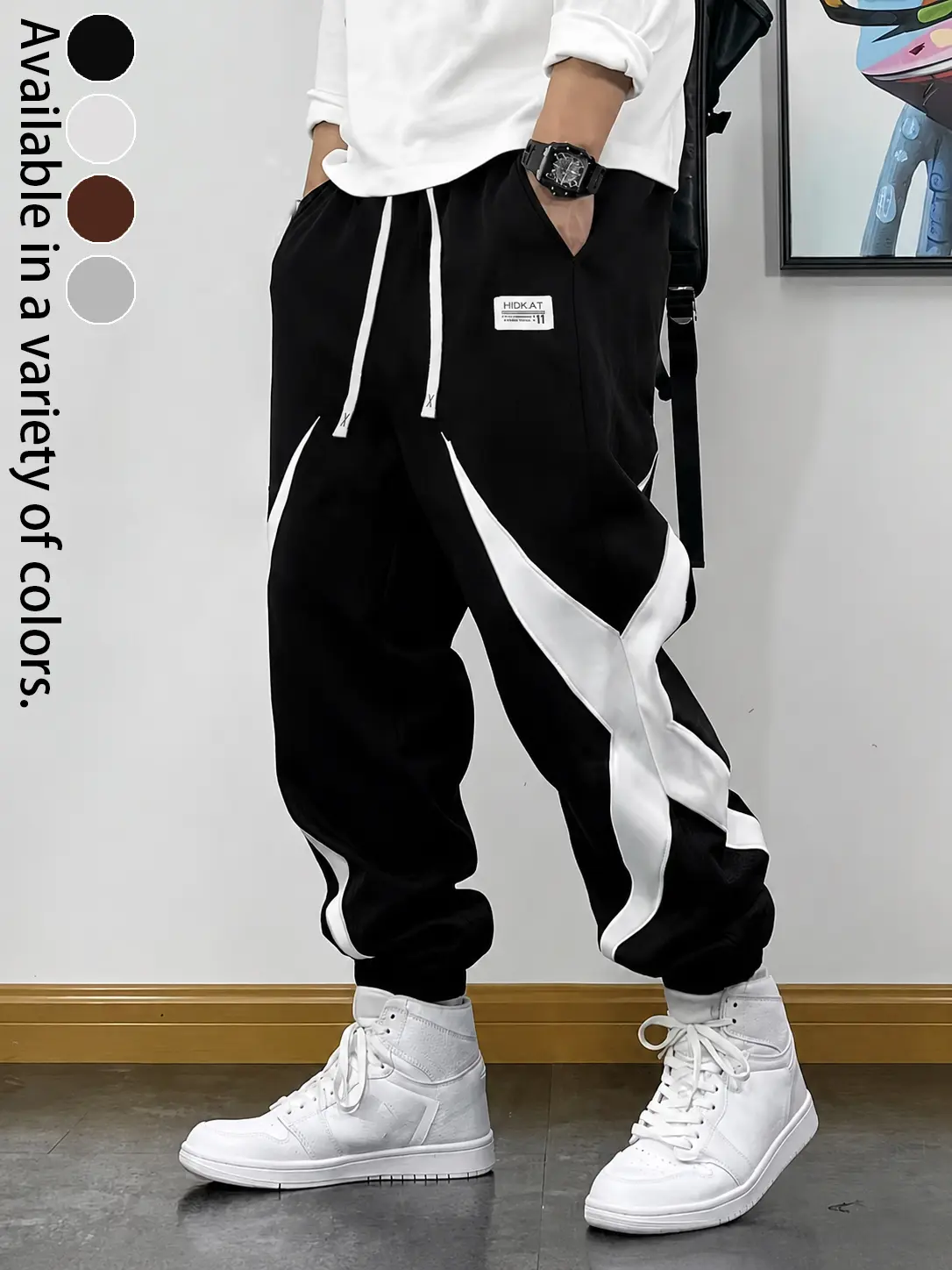 Men’s comfortable jogger sweatpants, loose fit with elastic cuffs; street-style casual long pants; Y2K urban-style athletic long pants; soft, skin-friendly everyday joggers suitable for fitness, running, commuting, and various outdoor activities.
