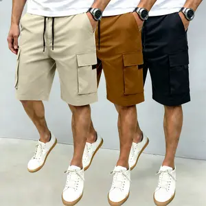Men’s Solid Color Cargo Shorts, 3-Pack – Loose Straight-Leg Drawstring Bermuda Shorts, Basic Men’s Casual Cargo Pants