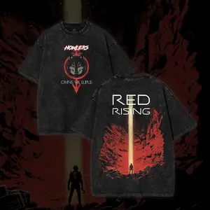 Red Rising Howler Two Sided Graphic T Shirt Tank Top Fantasy Art Design Washed Cotton Oversized Short Sleeve Crewneck Unisex Streetwear Casual Daily Wear Fashion Top Trendy Book Game Merch Menswear Apparel for Fantasy Lovers