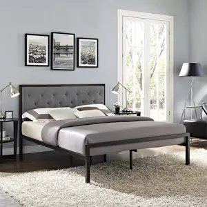 Modway Mia Queen Fabric Bed in Brown Gray