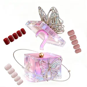 Summer Surprise Mysterious Box Press On Nail Sets, Multi-Color Random Style Short Oval Handmade Glossy Wearable Nails, All Occasion Bulk Pack For Girls & Women