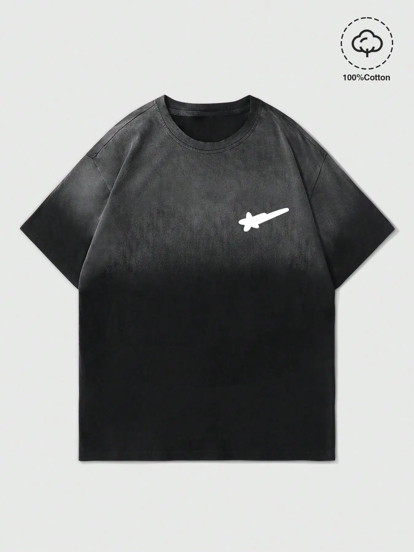 Men's Star Print Round Neck Washed Distressed Tee, Casual Cotton Tee, Loose Casual Fashion Short Sleeve T-shirt for Summer, Men's Top for Daily Wear, Casual Streetwear Top, Casual Style Tee