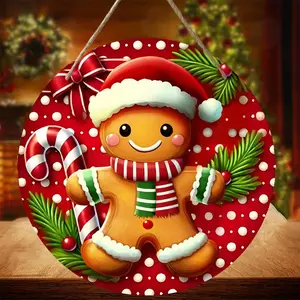 Gingerbread Man Design Hanging Ornament, Cute Christmas Gingerbread Man Hanging Sign, Hanging Decor for Home Party Festival, Home Decor