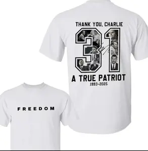 Freedom Charlie Kirk Shirt, True Patriot Graphic Tee, Thank You Charlie Shirt, USA Flag Design T-shirt, American Values Apparel, Unisex Cotton Tee for Men & Women, Patriotic Streetwear Top, Support Liberty & Freedom, Casual Everyday Wear