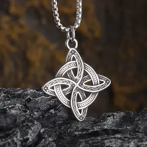 Sterling Silver Celtic Knot Necklace Witch Knot Design Necklace, Collar Encantado Nudo De Bruja En Plata, Witchcraft Jewelry from WitchTok, Hecate Devotion Jewelry, Hypoallergenic Stainless Steel Chain, Vintage Triquetra Protection Amulet