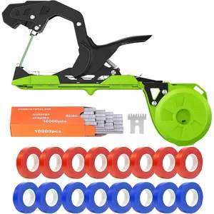 Upgraded  Tying Machine,  Tying Tape Tool to Tie Up Vine Quickly for Climbing  Grapes Raspberries Tomatoes and Vining Vegetables  Garden Tape Tool with Tapes Staples (Green)
