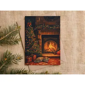 Cozy Christmas Cat Holiday Card