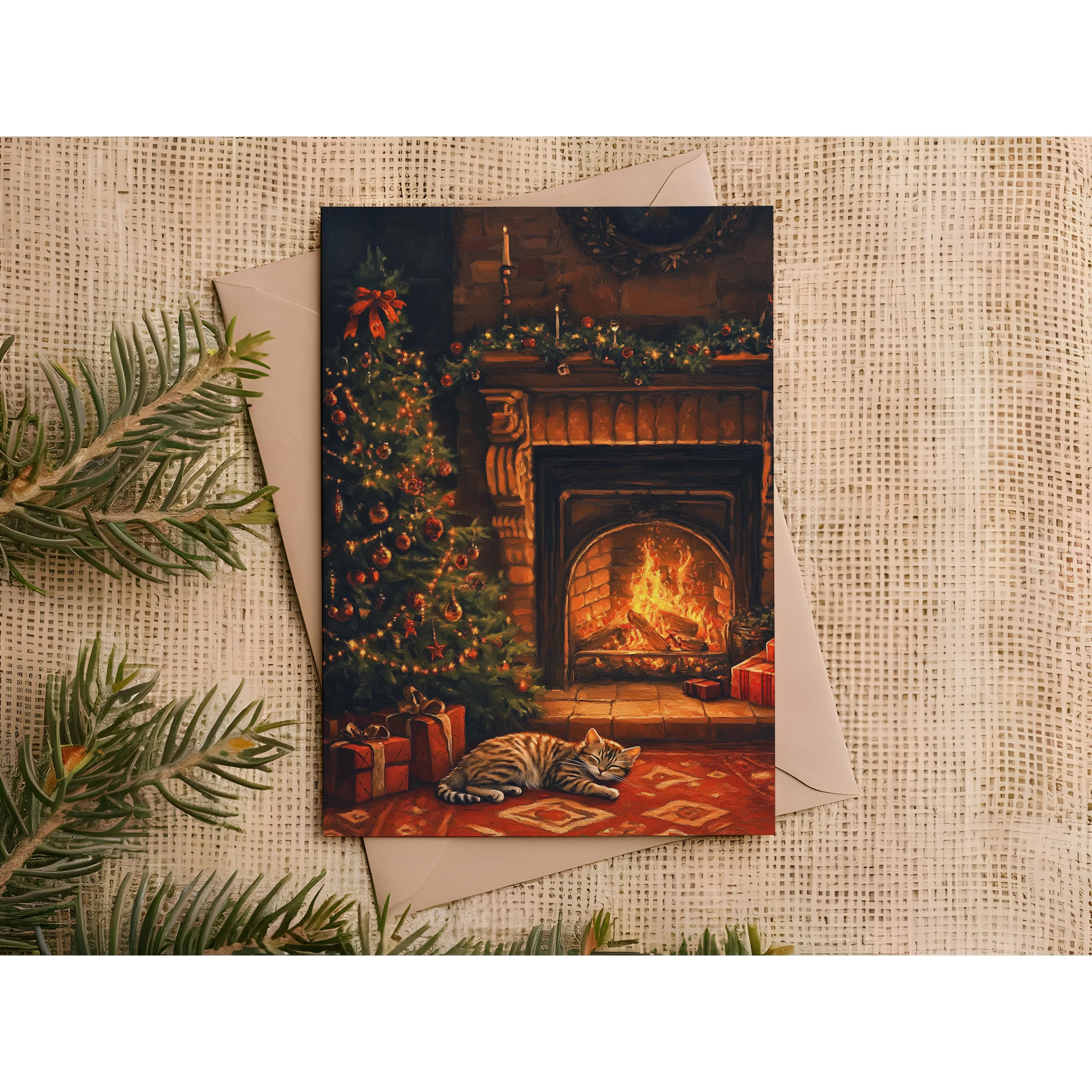 Cozy Christmas Cat Holiday Card