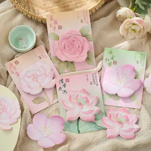 180 Sheets Lotus Theme Sticky Notes, Student Stationery N Times Stickers, Traditional Chinese Style Notepads for School Supplies
