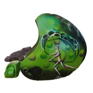 Bonehead Vintage Bonehead Hand Painted size S Skydiving Helmet Full Size with Audible Pocket & Original Hardware for Art Lovers Green Design