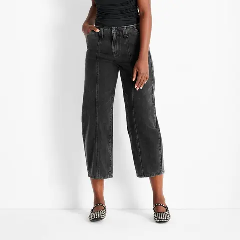 Women's Mid-Rise Barrel Leg Jeans - Future Collective