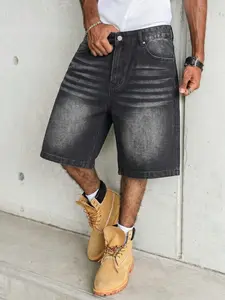 Men's Washed Loose Fit Jeans Shorts, Vintage Distressed Frayed Star Stitch Denim Capris, Y2K Street Style Summer Casual Pants