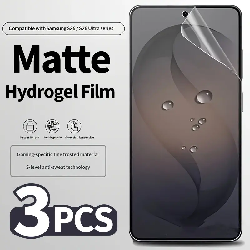 3 Pack Matte Hydrogel Film For Samsung Galaxy S26 Ultra S25 Edge S24 S23 FE S22 S21 S20 Ultra   Plus FE Note 20 Ultra  Anti-Glare Soft TPU Screen Protector, High Sensitivity Protective Film (Not Tempered Film)