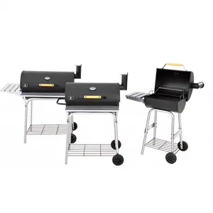 Steel Charcoal Barrel Grill BBQ Smoker - Large Cooking Area, Warming Rack, Adjustable Charcoal Pan, Storage & Side Tables, Double-Sided Foldable for Backyard, Patio Outdoor Barbecue Parties