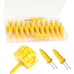 24 Pack Stainless Steel Corn Holders - Corn on the Grill & Cob Skewers for Home, BBQ, Party, Picnic - Heavy Duty, Reusable, Easy to Use, Dishwasher Safe, Perfect for Outdoor Cooking and Camping