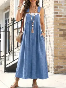 Plus Size Women's Summer Dress, Loose Casual Bib Skirt, Comfortable and Stylish, Style, Perfect for Daily Wear, Fashionable and Trendy, Womenswear