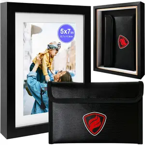 Photo Picture Frame Diversion Safe with Fireproof &   Bag, Valuable Storage,  ,  Mini Box with  Compartment to Shield your , , 5"x7"