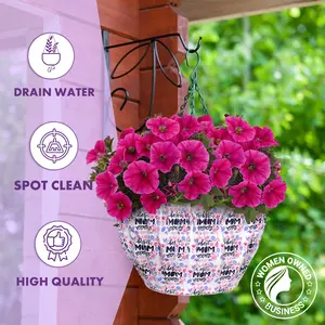 Hanging Basket Jacket - Best Mom Ever - Bringing Beauty to Your Garden, Home, or Business. Simply pull the "jacket" over your Hanging Basket or Flowerpot and Elevate Your Style!