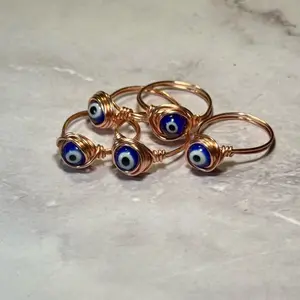 Handmade custom size evileye copper ring