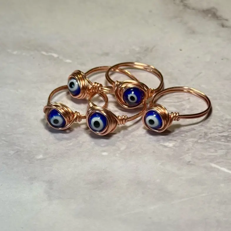 Handmade custom size evileye copper ring