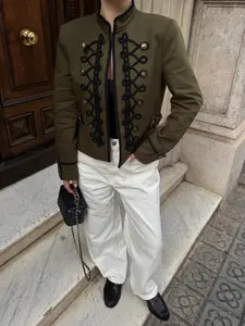 Women's Fashion Blazer with Shoulder Pads and Knot Closure, New Spring Summer Style, European and American Trendy Jacket