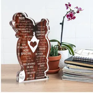 To My Mom Letter-Pattern Acrylic Photo Plaque, 1 Count Unique Birthday Gift for Mom from Daughter, Personalized Acrylic Desk Decoration Sign, Mother's Day Gift