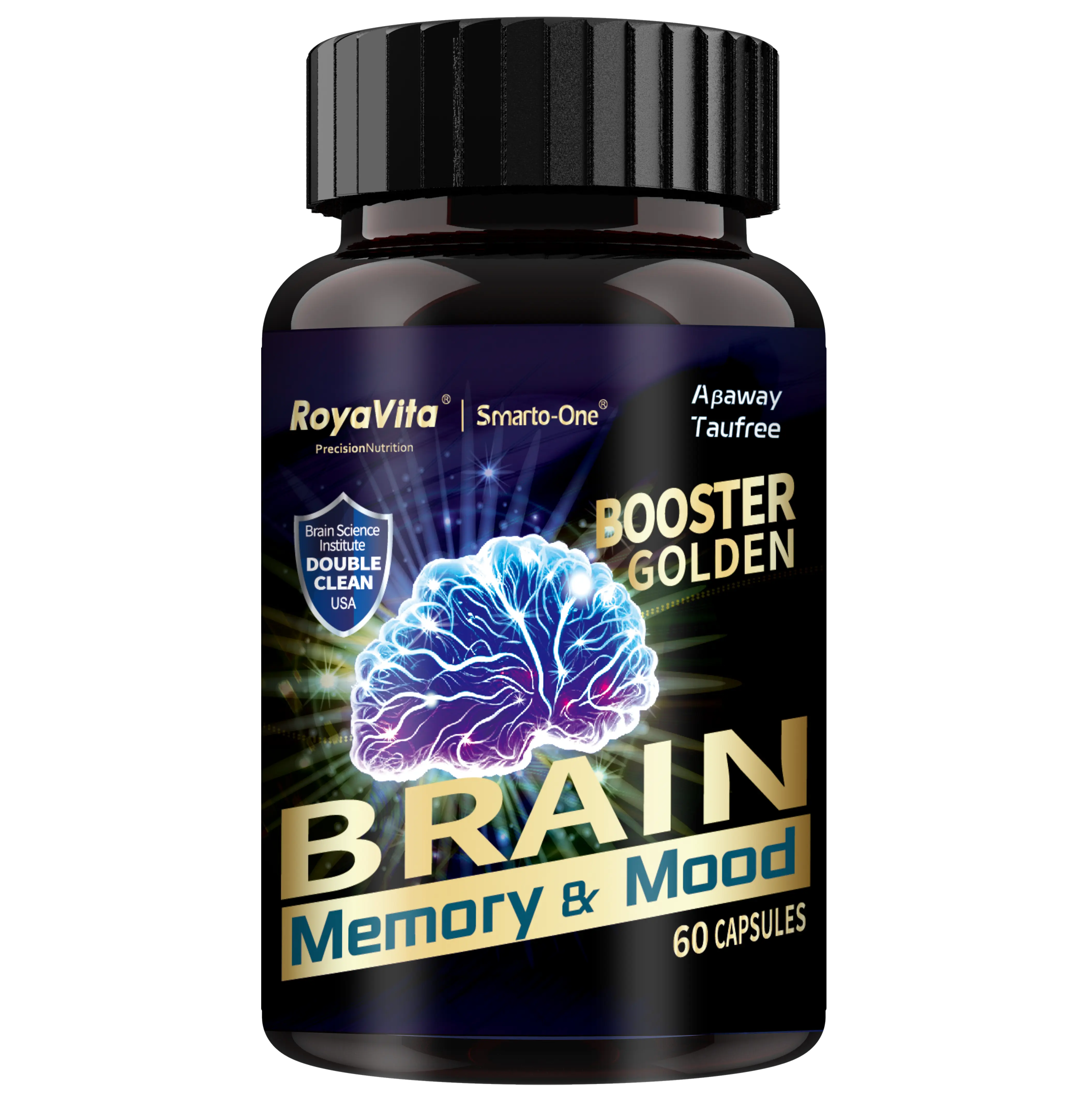 Royavita Spring Natural Edible Nootropic Brain Support Vitamins Supplements, 60-Count Cognitive Boost Capsules for Memory, Focus, Mood Balance & Brain Health