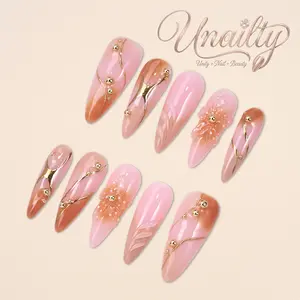 Unailty I Sunset Grace | Professional Salon-Quality Handmade Press-On Nails | High-Strength & Durable | Reusable