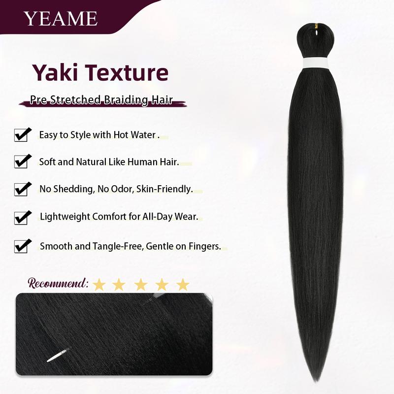2 Pack Braiding Hair Pre Stretched 30 Inch Yaki Straight braided Premium Synthetic Crochet Twist Braids wig No Tangle Easy Install