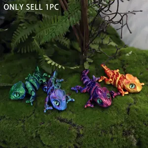 3D Printed Chameleon Model with Realistic Eyes, Dreamy Gradient Rainbow Colors, Perfect Gift and Art Decoration, Flexible Limbs for Outdoor Display