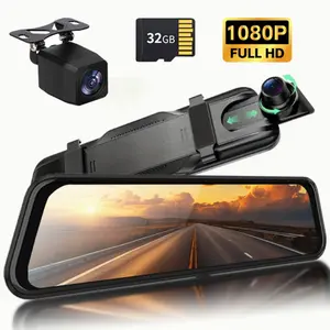 12.7 Inch IPS Touchscreen Dash Cam, Dashcam For Cars, Starlight Night Vision 1080P Dual Recording, 24/7 Parking Monitoring, Rearview Camera with 32GB Card