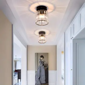 Crystal Chandelier Mini Semi-Recessed Ceiling Light, Modern Recessed Industrial Indoor Lighting Fixture, Suitable for Restaurant, Hallway, Living Room