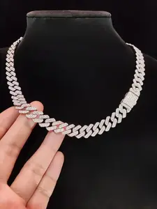 Cuban Chain Necklace, Cuban Necklaces, Cuban Link Design, Fashionable Rhinestone Decor Necklace for Party, Daily Clothing Decor, Trendy All-match & Exquisite Jewelry for Birthday Gift, Cubanlink, Fashion Cool Accessories