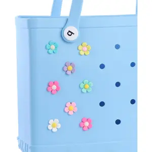 L-BR007 8 Colors Flower Charms Accessories for Bogg Bag and Simply Southern Tote,Inserts Beach Bag Decorative Accessories