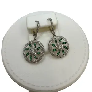 925 sterling silver earrings dangling high quality cubic zirconia stones Italian solid silver (( aretes colgantes de plata Italiana piedras finas de zirconia Alta calidad solido