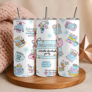 Winter Themed Book Lover Travel Mug, Bookish Gift, 20oz tumbler