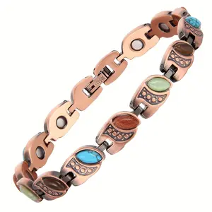 1pc Turquoise Magnetic Bracelet, Copper Bracelets, Jewelry Gift Bracelets with Adjustable Size Tool
