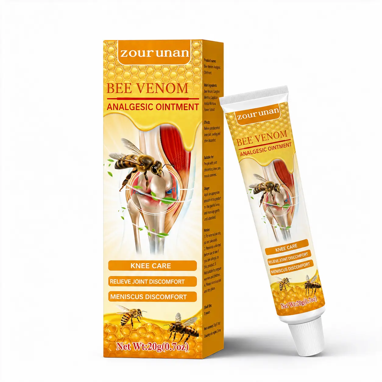 [ BUY 1  GET 2 ]Soothing Herbal Massage Cream for Knee & Joint Areas - Bee Venom Infused Cooling Body Balm, Non-Greasy Fast-Absorbing Moisturizing Formula for Elbow, Shoulder, Back Daily Massage Care - (20g/0.71oz Each) Moisturizers, Hidratante SupeRativa