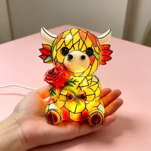 1pc Highland Cow Night Light Ornament, Resin Craft Creative Home Decor Lighting Ornament