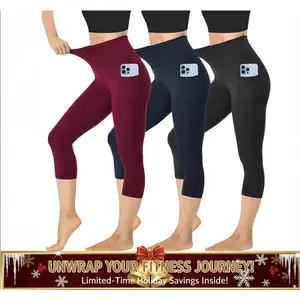 5 Pack Capri Leggings for Women  Stretch Tummy Control Yoga Pants for Cycling Workout Leggings For Womens leggings with pocket