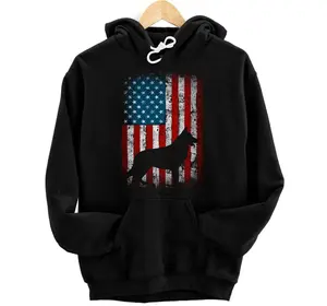 German Shepherd Dog Patriotic USA Flag Vintage Retro Graphic Hoodie, Sweatshirt, T-Shirt