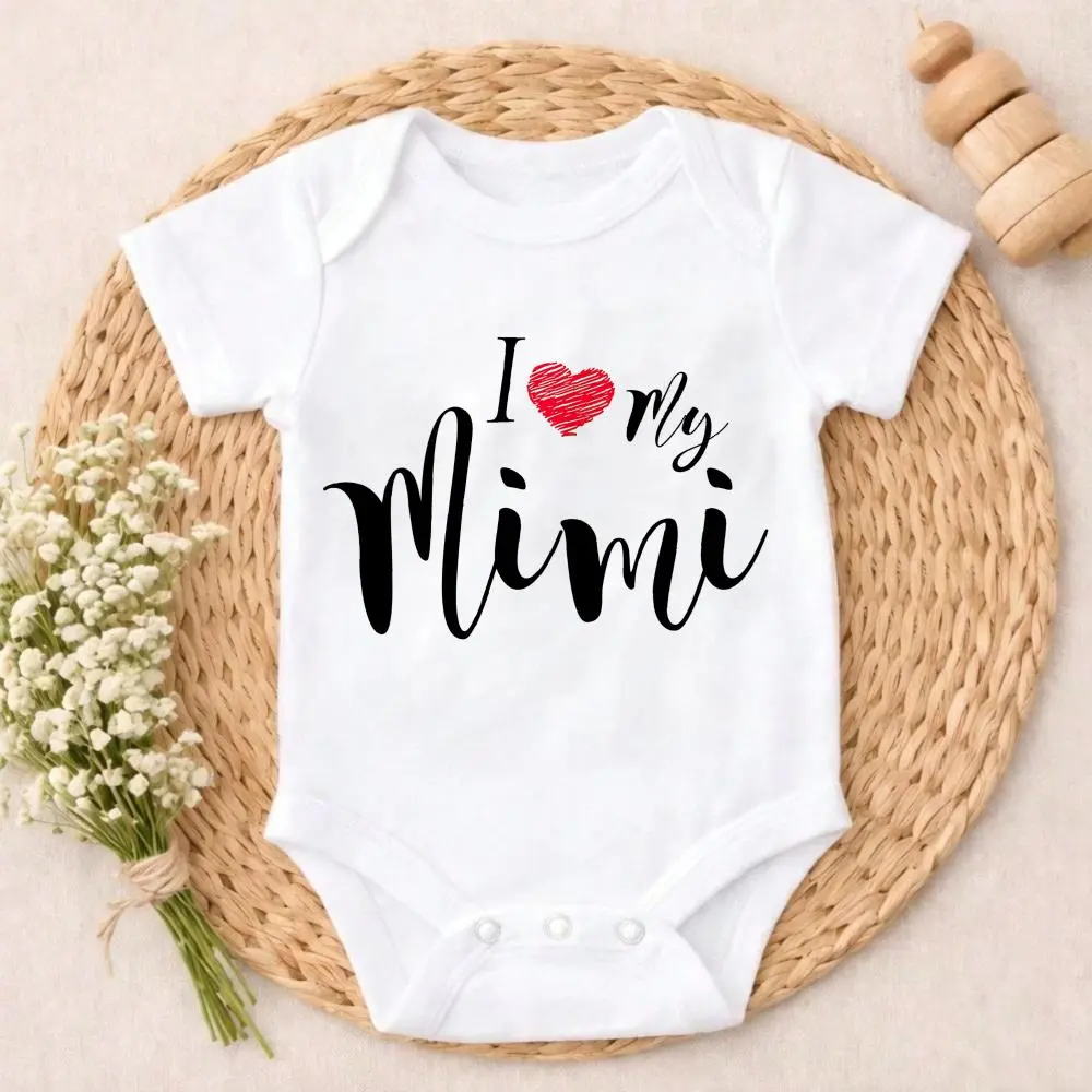 Newborn Baby Bodysuit Romper Outfit I Love My Mimi Coming Home Outfit valentine's day Lightweight feature boy valentine Perfect Gift for Grandma, Parents, Perfect for Coming Home & Celebrations, 0 - 3 Months, 0-3M, Button, Cotton, Snaps, One-Piece